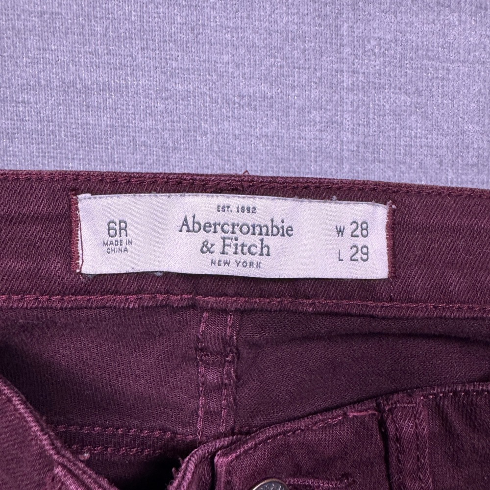 Abercrombie Fitch Purple‎ Maroon Skinny Jeans Women's Size 6R Waist 28 Length 29 - Picture 5 of 11